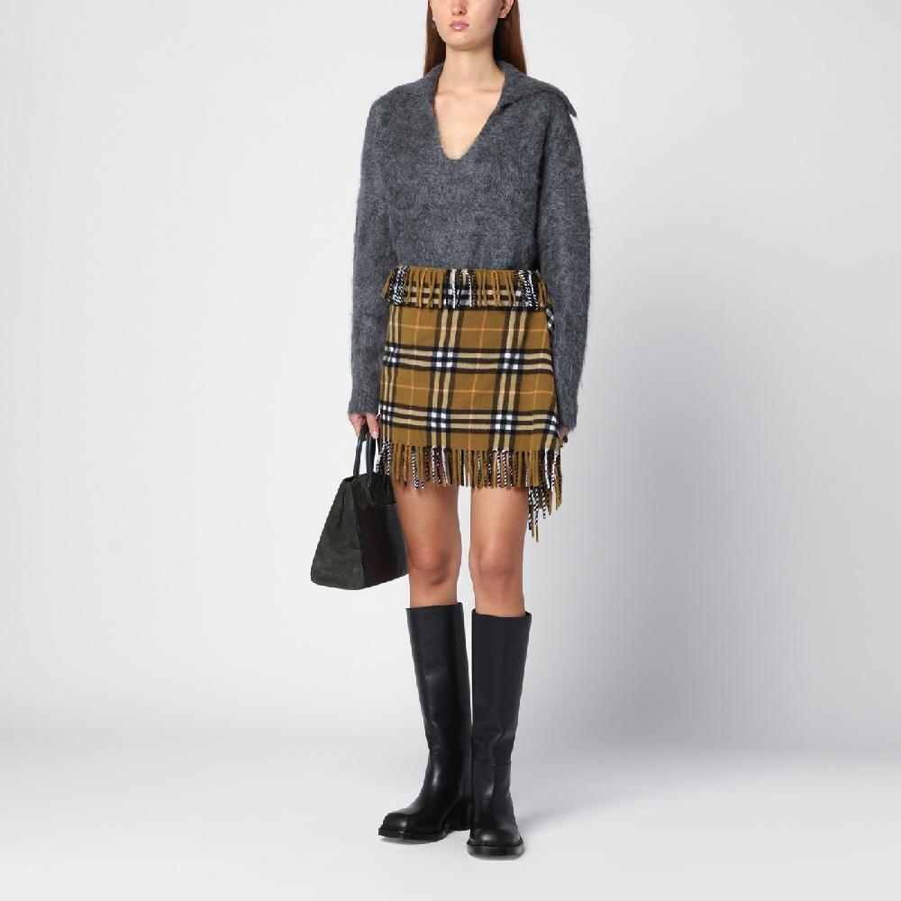 Burberry Gonna Stile Sciarpa In Lana E Cashmere Motivo Check