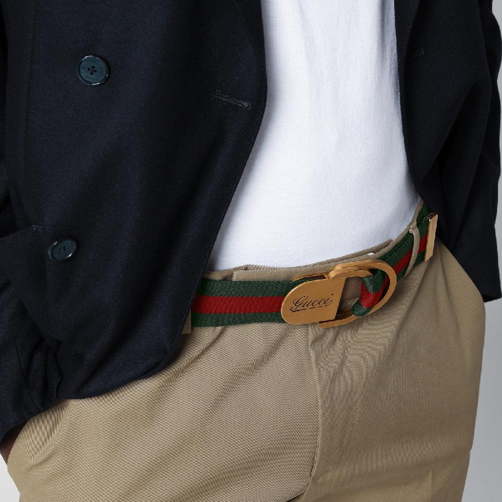 GUCCI Cintura Con Motivo Web E Fibbia Con Logo