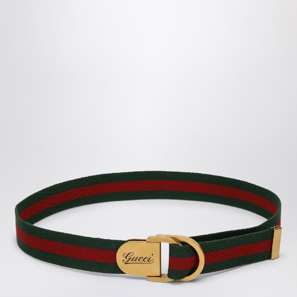 GUCCI Cintura con motivo Web e fibbia con logo