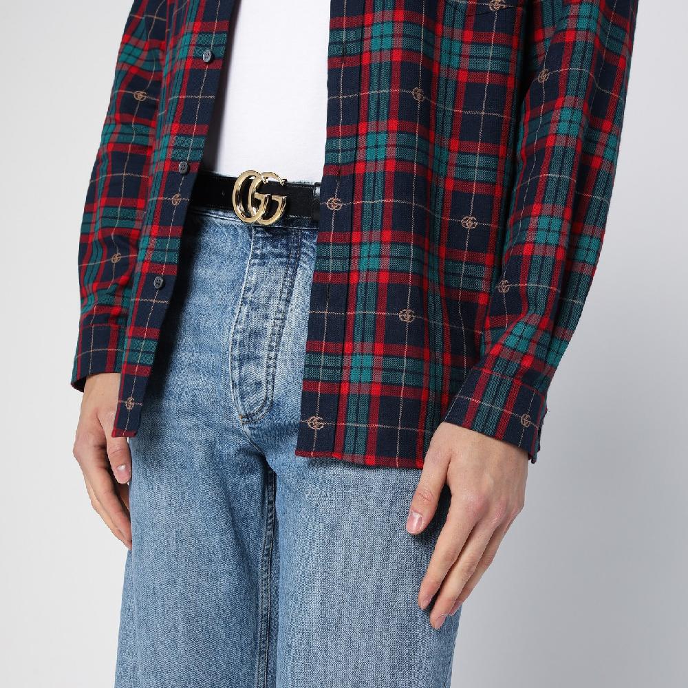 GUCCI Cintura Nera Con Fibbia Doppia GG