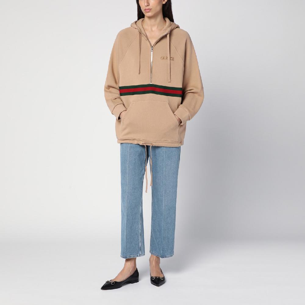 GUCCI Felpa Beige Con Nastro Web