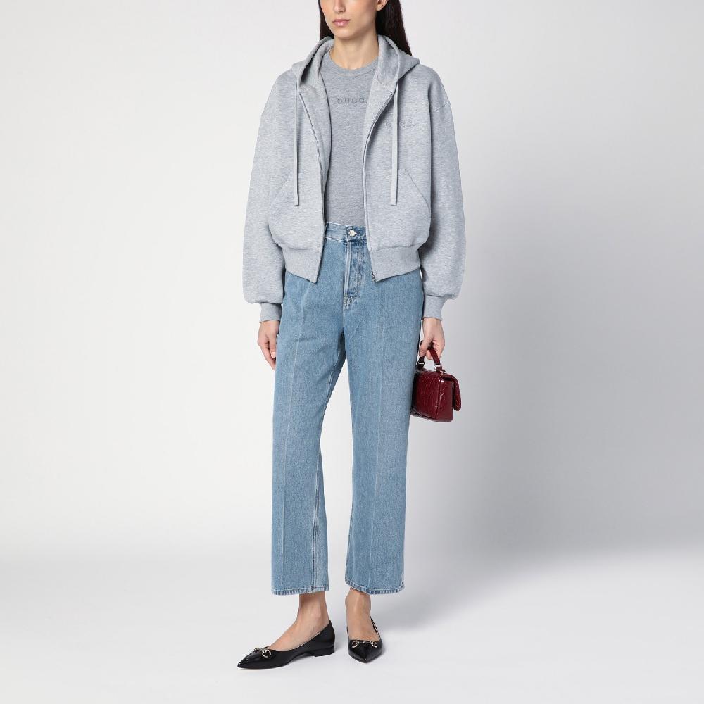 GUCCI Felpa Grigia Mélange In Misto Cotone