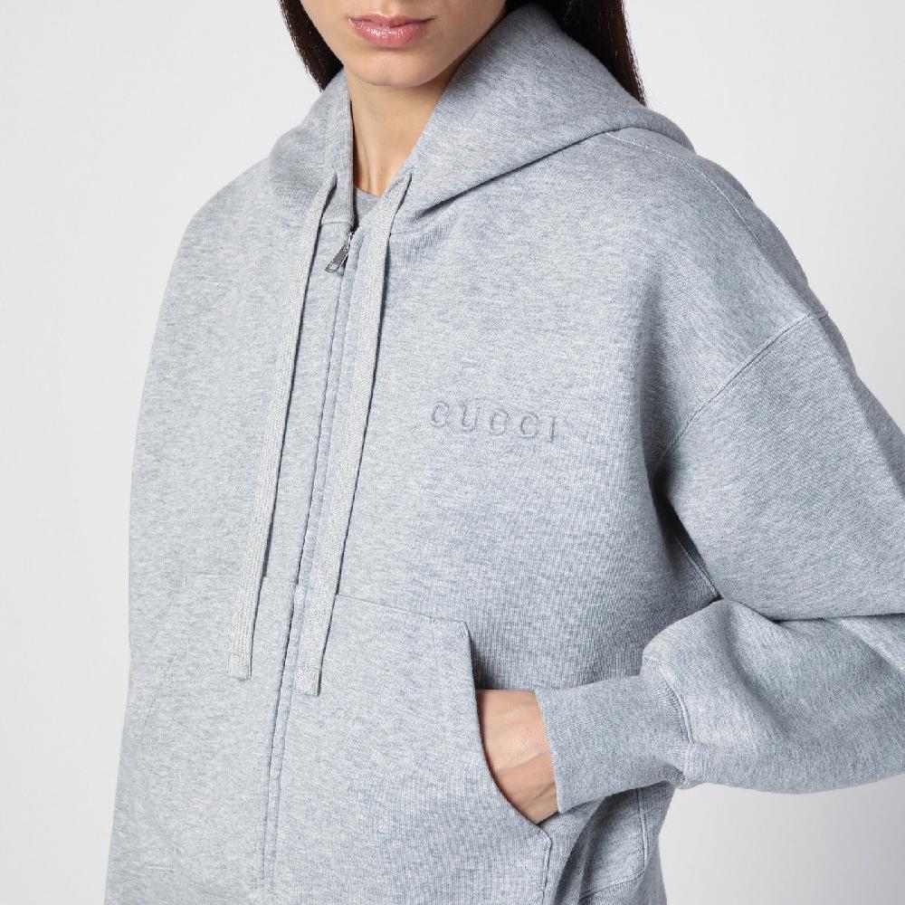 GUCCI Felpa Grigia Mélange In Misto Cotone