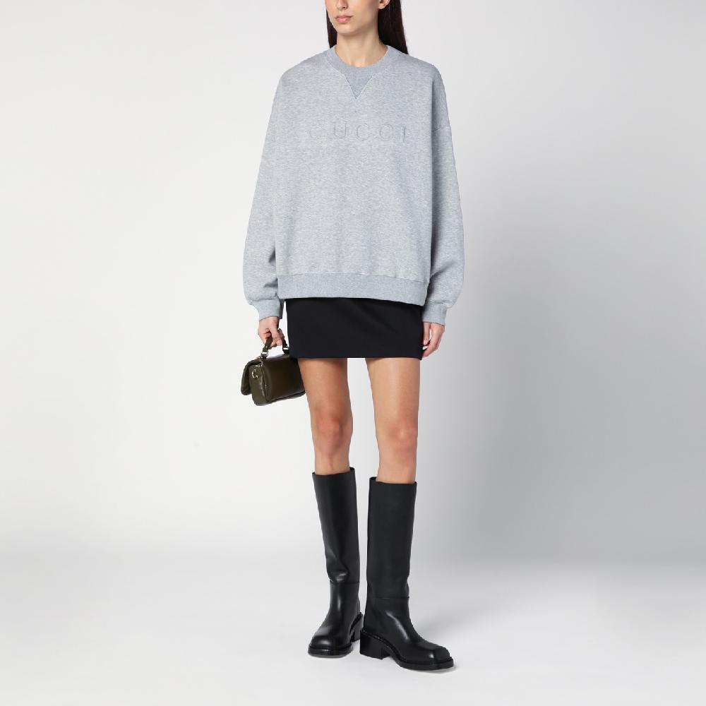 GUCCI Felpa Grigia Mélange In Misto Cotone