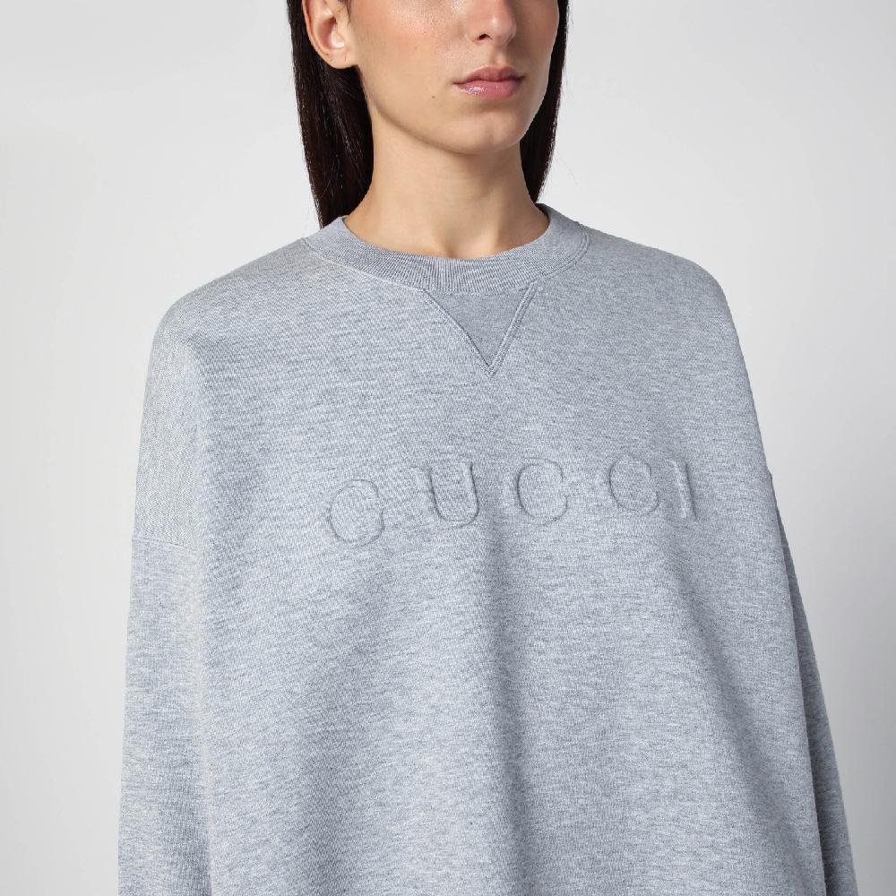 GUCCI Felpa Grigia Mélange In Misto Cotone