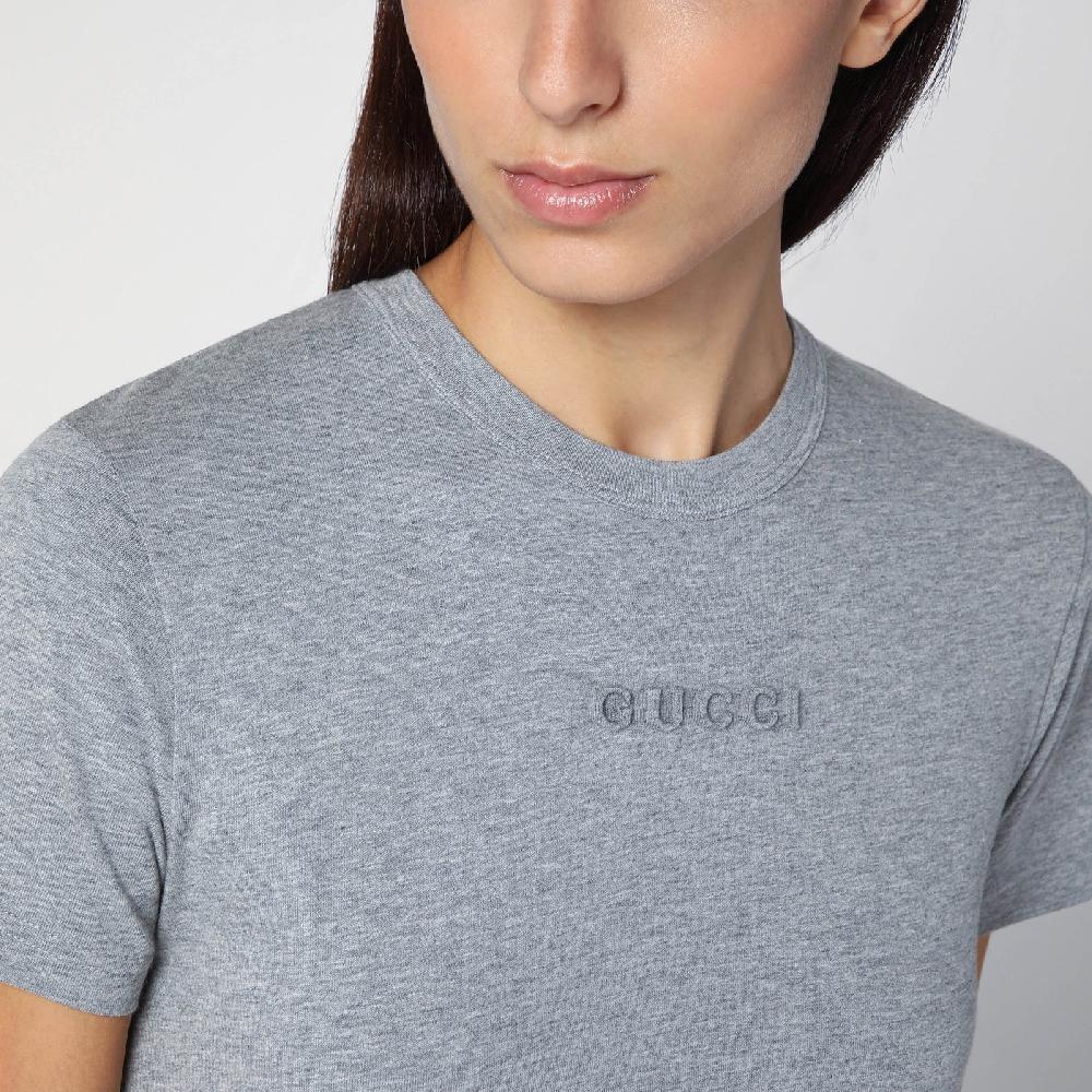 GUCCI T-shirt Grigia Mélange In Cotone