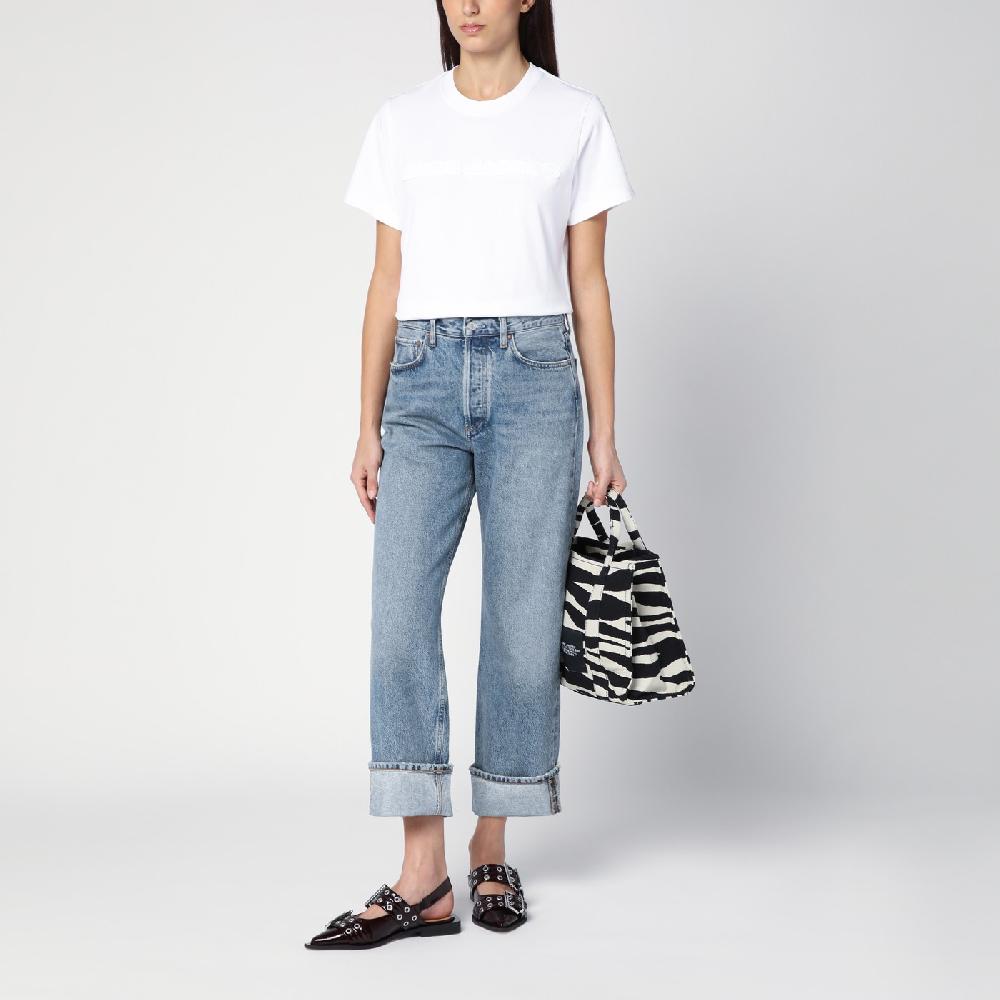 AGOLDE Jeans Fran Azzurro In Denim Organico Con Risvolto