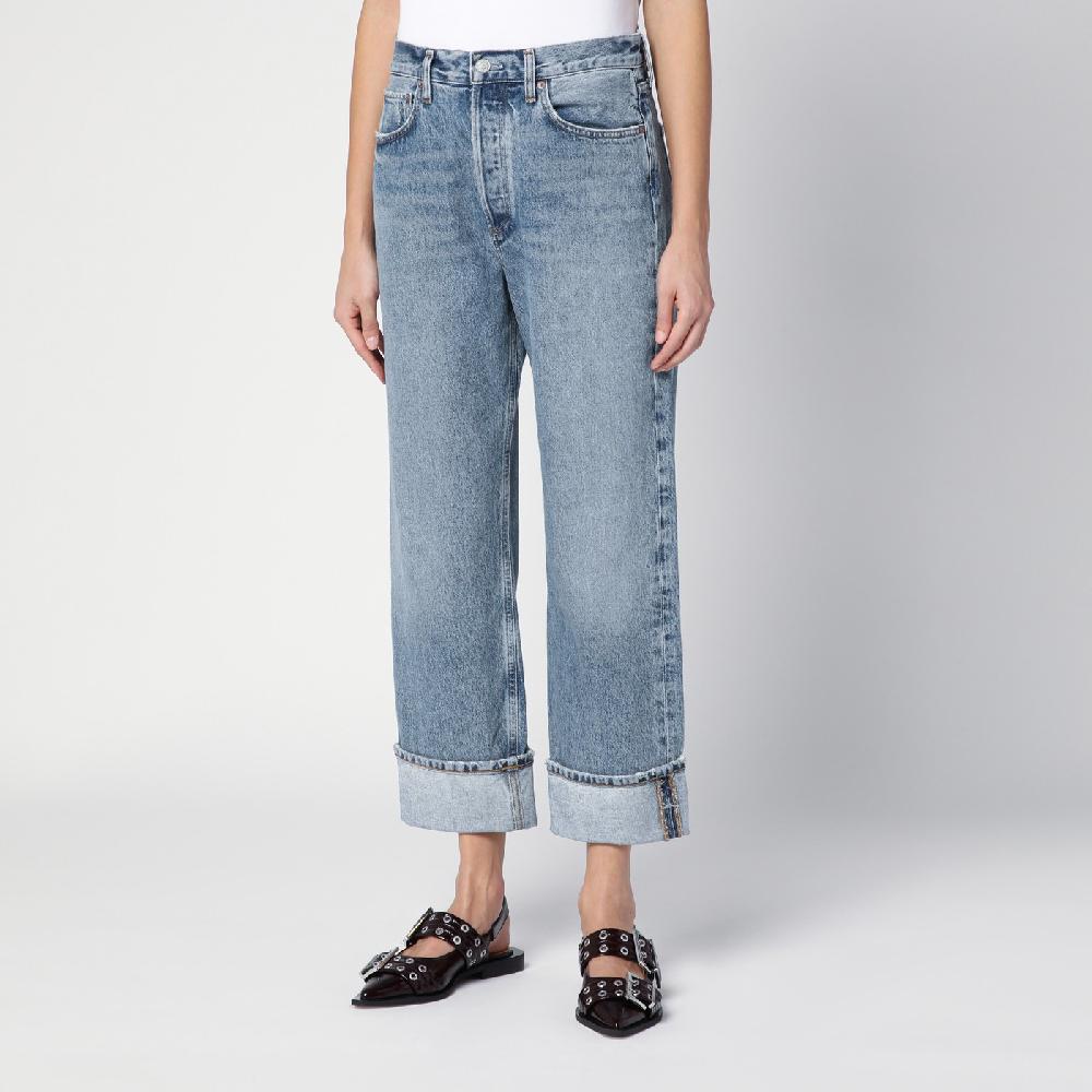 AGOLDE Jeans Fran Azzurro In Denim Organico Con Risvolto