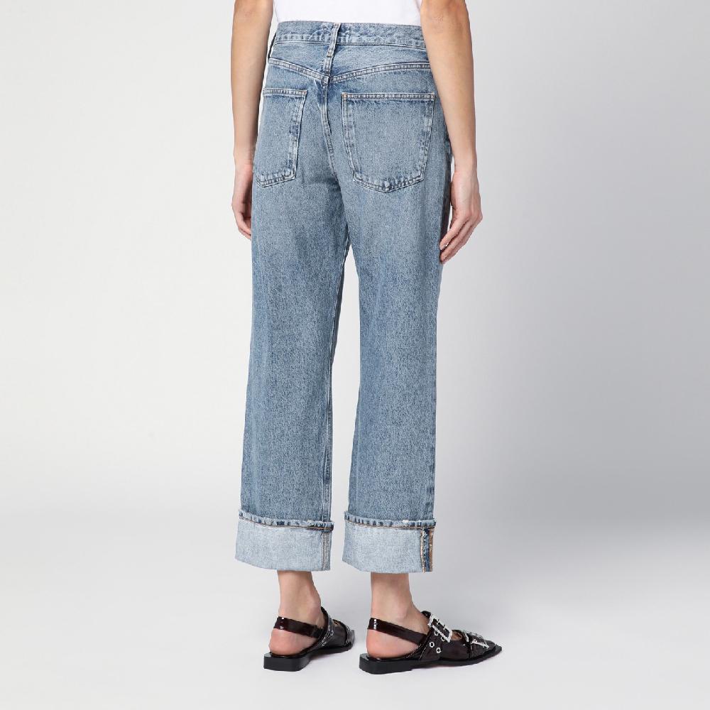 AGOLDE Jeans Fran Azzurro In Denim Organico Con Risvolto