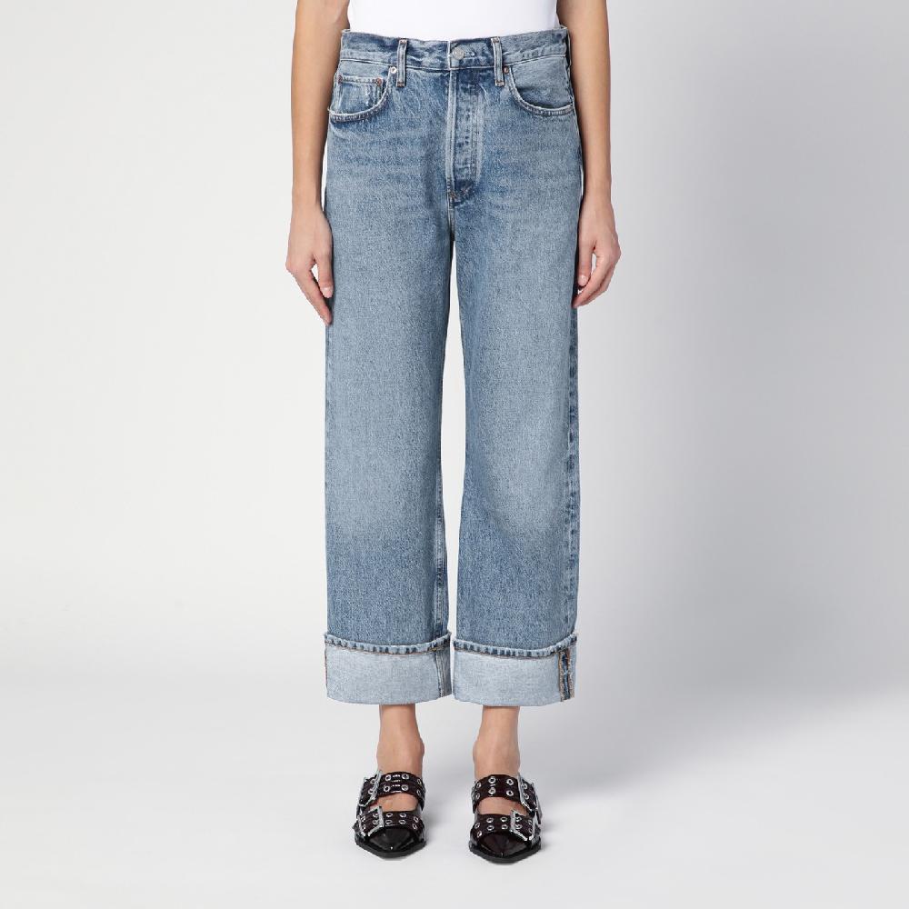 AGOLDE Jeans Fran azzurro in denim organico con risvolto