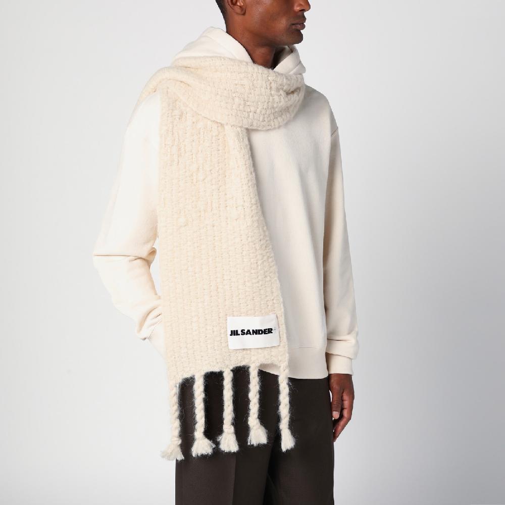 Jil Sander Sciarpa Avorio In Misto Mohair