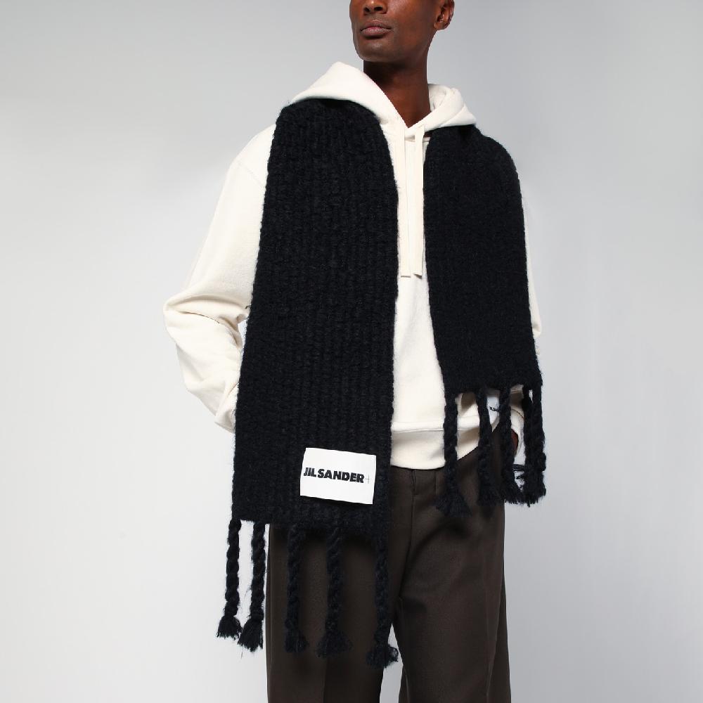 Jil Sander Sciarpa Nera In Misto Mohair