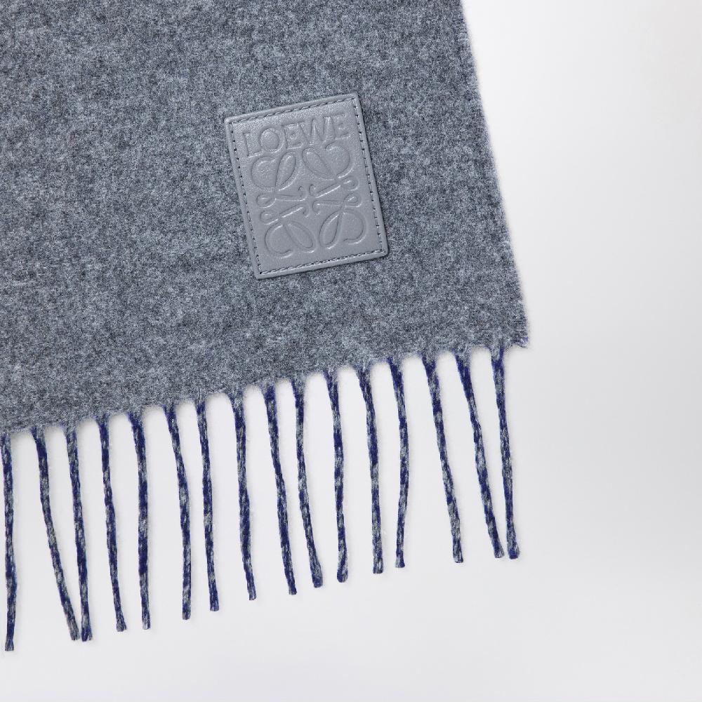 Loewe Sciarpa Grigia/blu In Lana E Cashmere