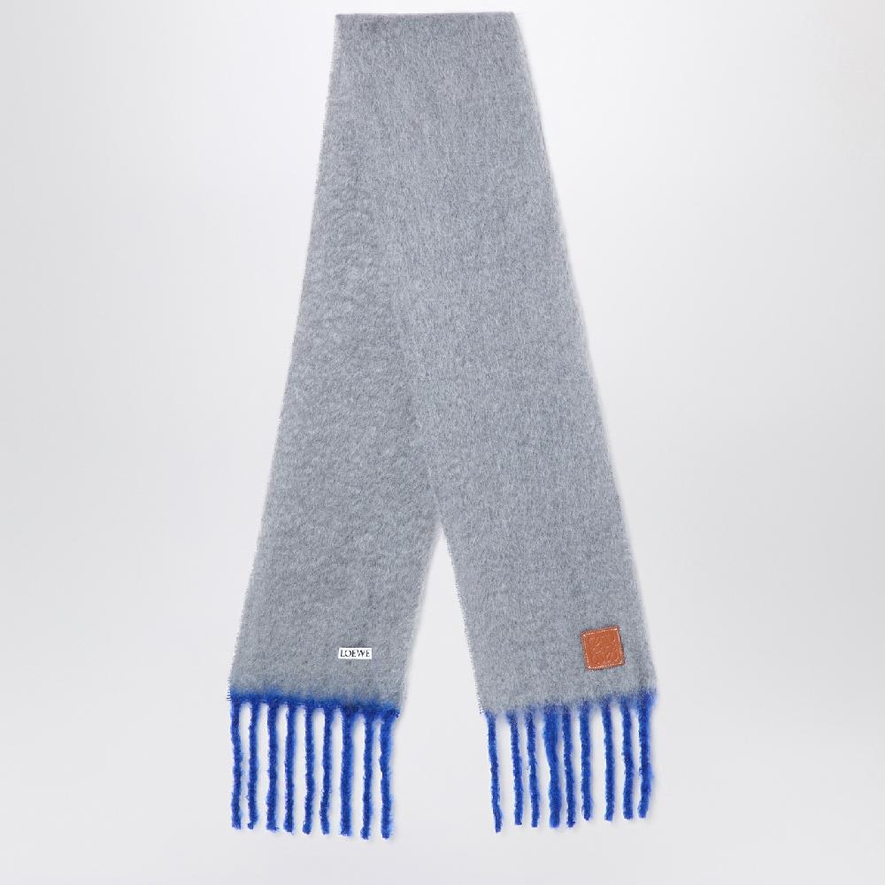 Loewe Sciarpa grigia/blu in mohair e lana