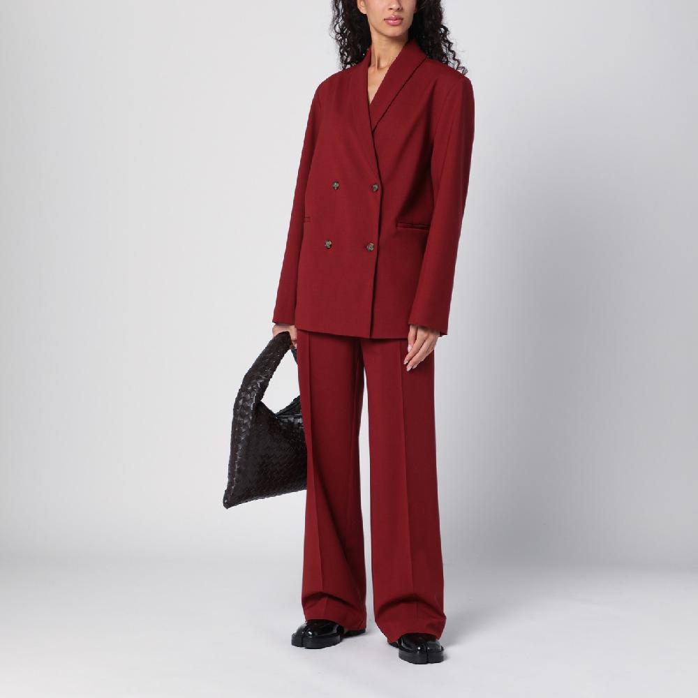 Loulou Studio Pantalone A Palazzo In Lana Bordeaux