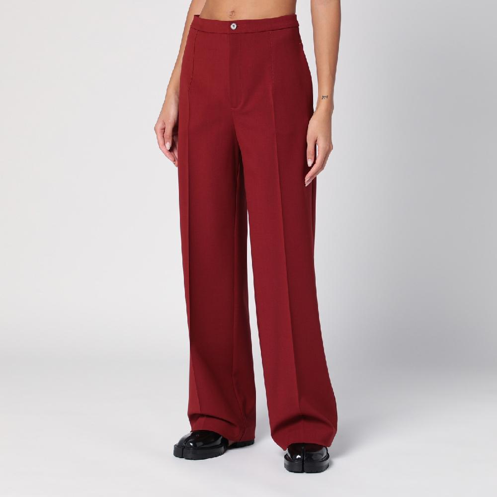 Loulou Studio Pantalone A Palazzo In Lana Bordeaux