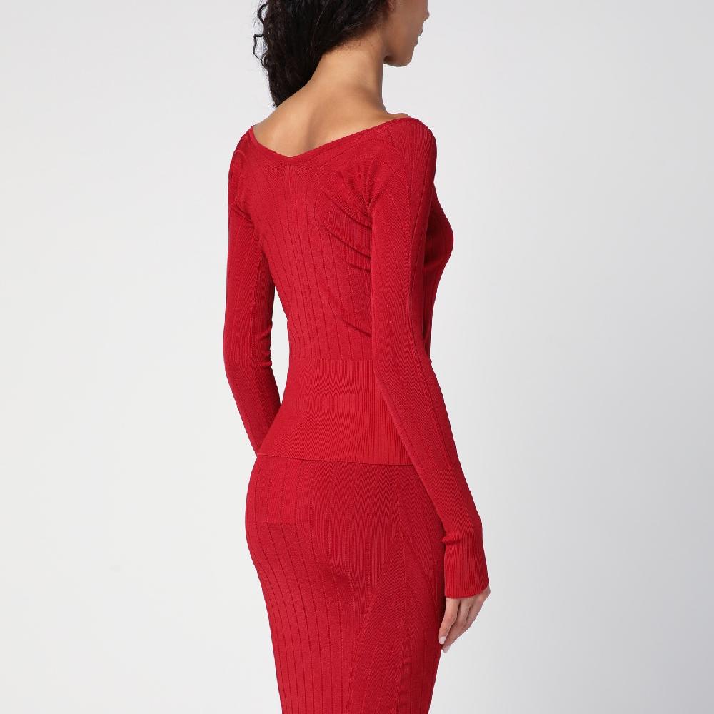 JACQUEMUS Maglia Le Haut Pralù Rossa In Misto Viscosa