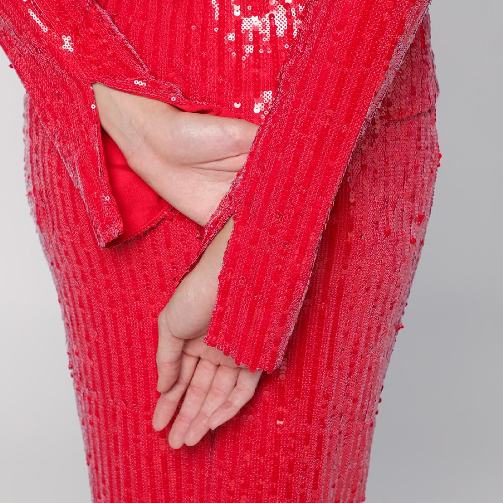 ROTATE Birger Christensen Maglia Rossa Con Micro Paillette