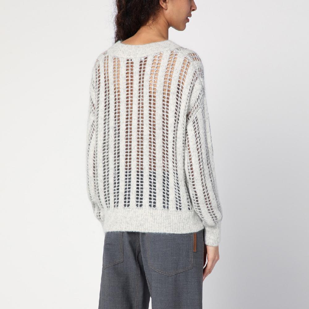 Brunello Cucinelli Maglione Dazzling Net Grigio Perla