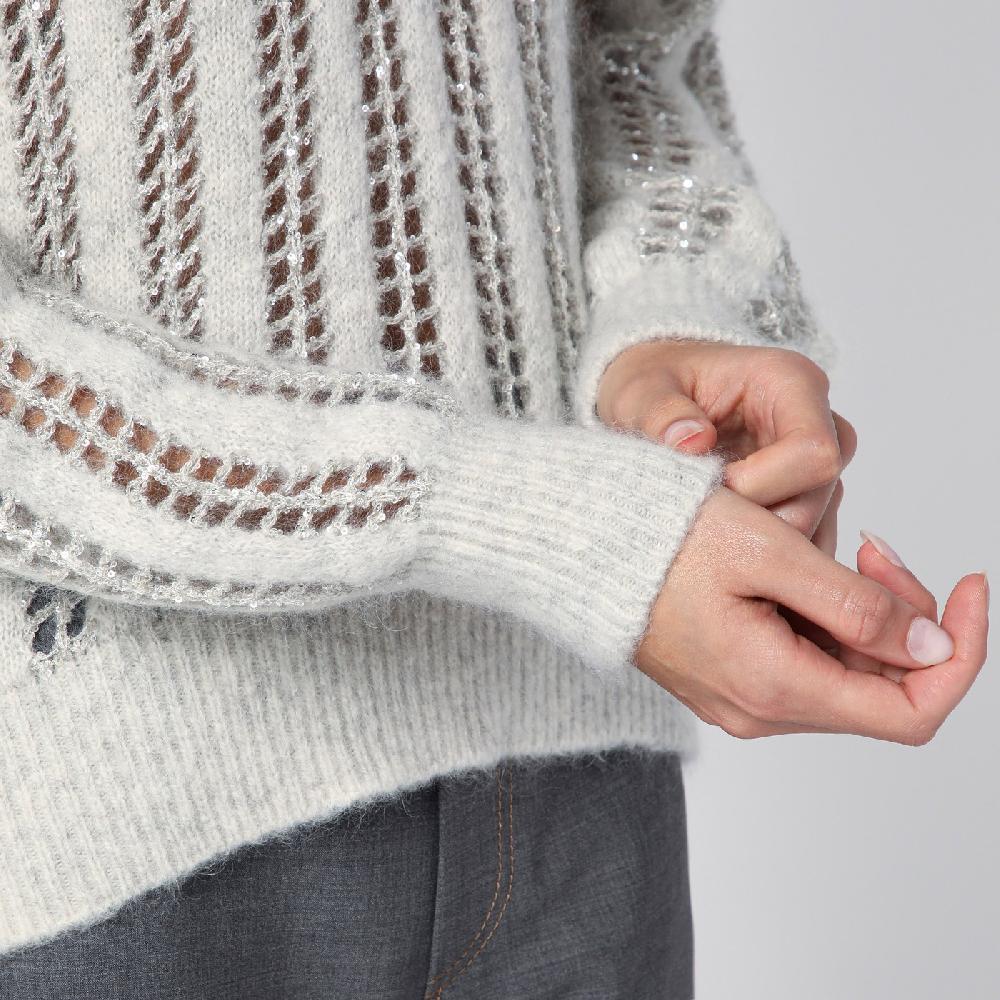 Brunello Cucinelli Maglione Dazzling Net Grigio Perla