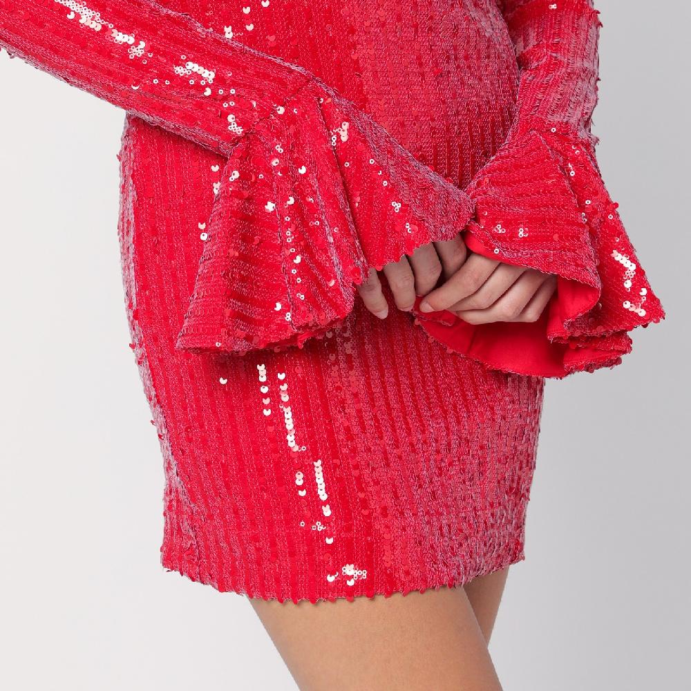 ROTATE Birger Christensen Mini Abito Rosso Con Micro Paillette