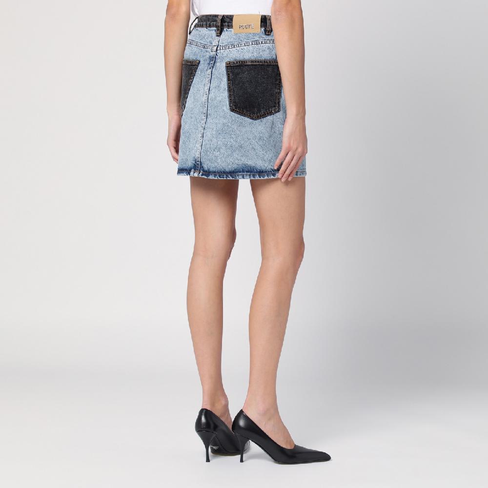 ROTATE Birger Christensen Mini Gonna Patchwork In Denim Organico