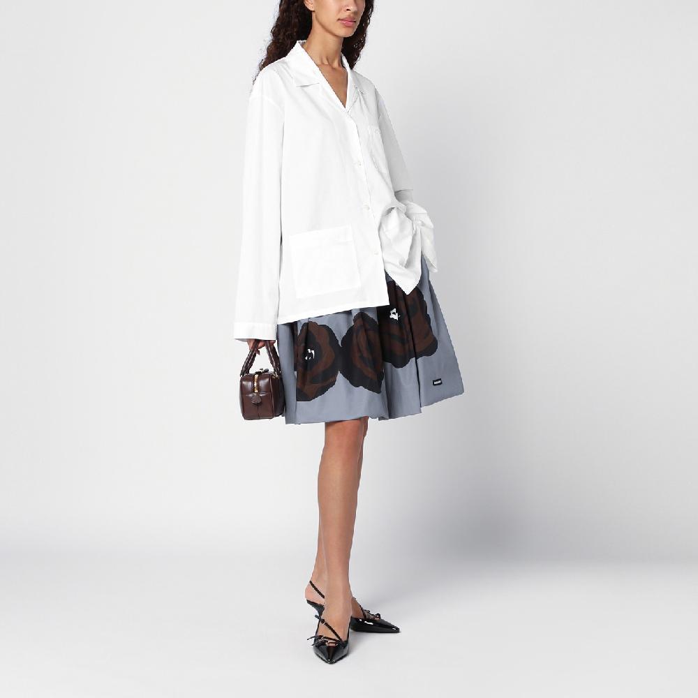 Miu Miu Camicia Bianca In Popeline Con Tasche