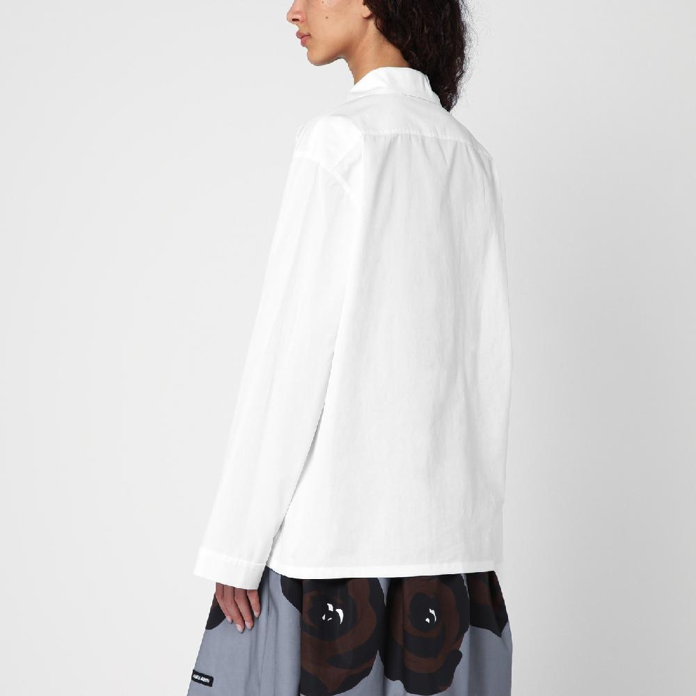 Miu Miu Camicia Bianca In Popeline Con Tasche