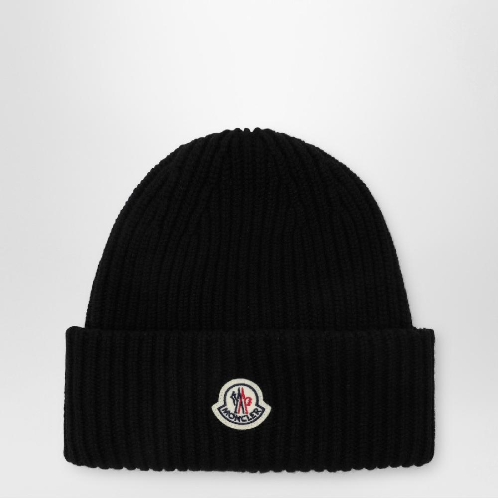 Moncler Cuffia nera in lana e cashmere
