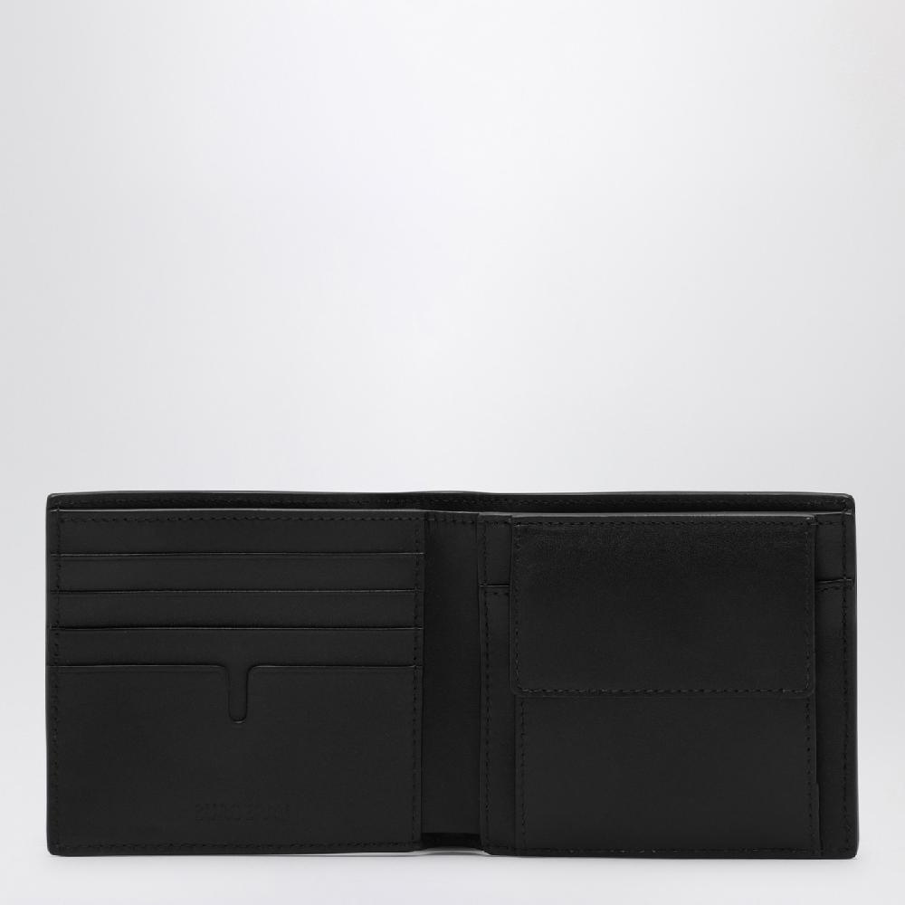 Burberry Portafoglio Bi-fold Nero In Pelle Check Impresso