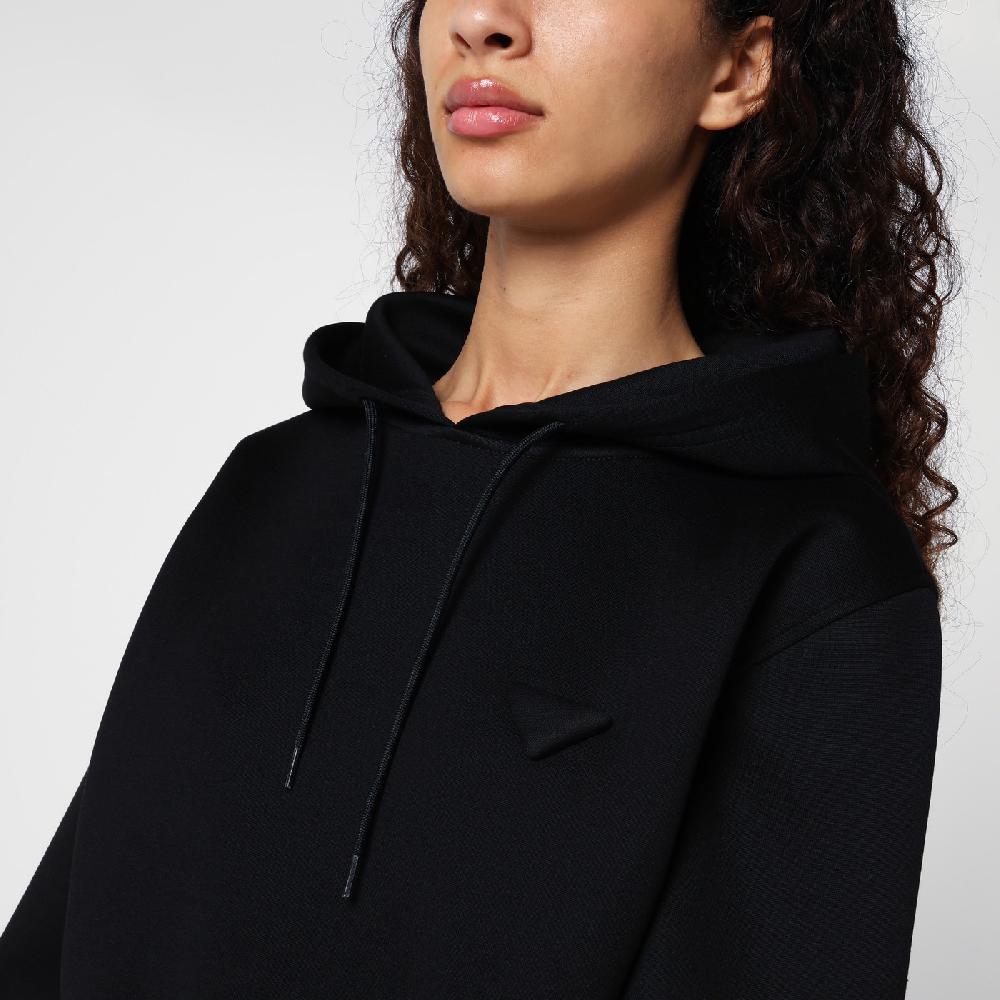 Prada Felpa Con Cappuccio Nera Con Triangolo Logo