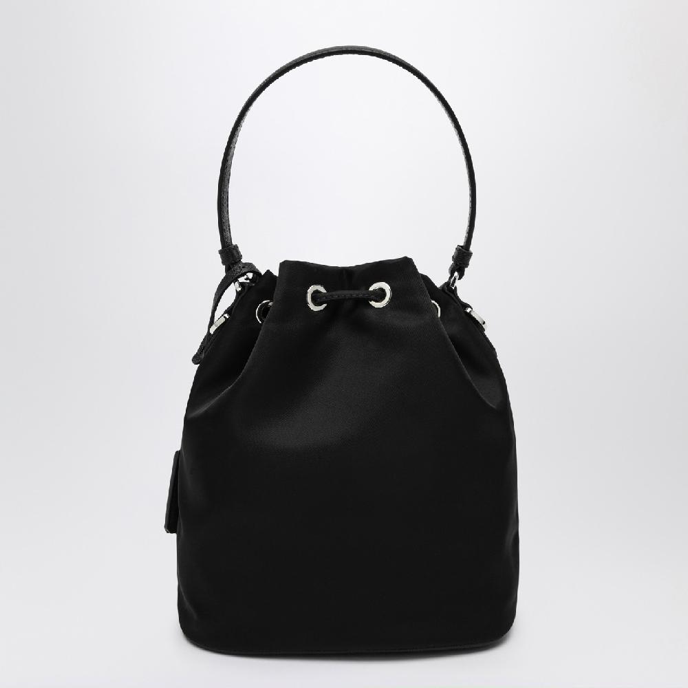 Prada Mini Borsa Nera In Re-Nylon Con Ricami