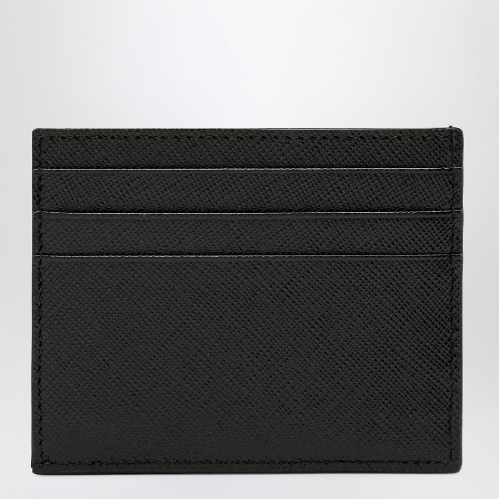Prada Portacarte Di Credito Nero In Pelle Saffiano