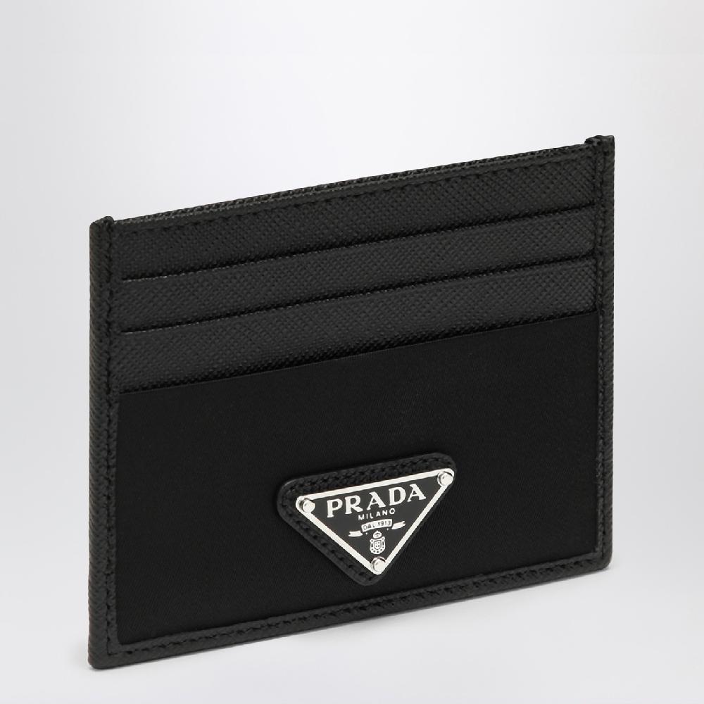 Prada Portacarte in Nylon e Saffiano nero