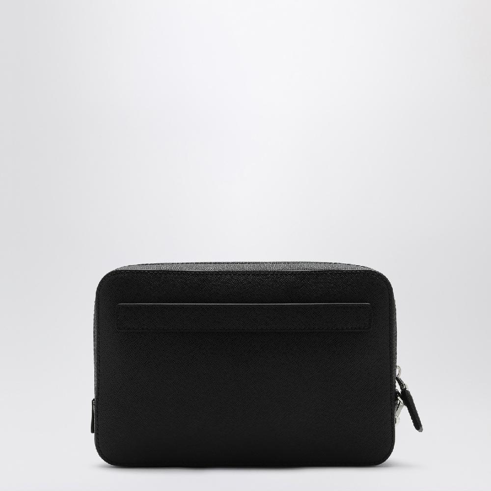 Prada Pouch Nera In Pelle Saffiano