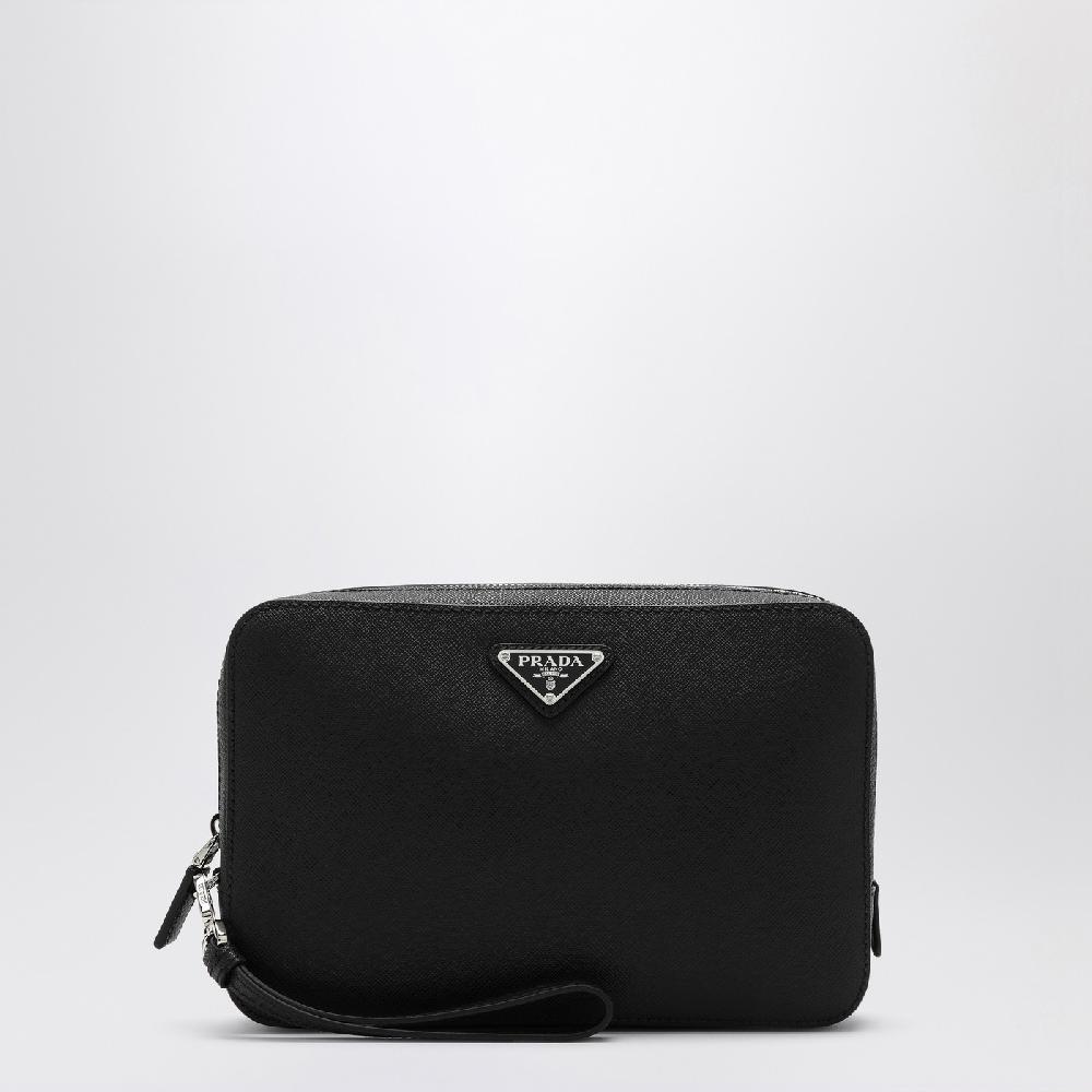 Prada Pouch nera in pelle Saffiano