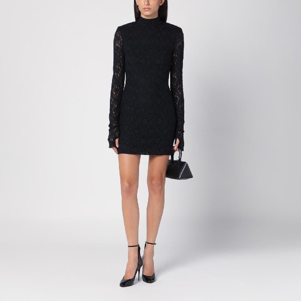 ROTATE Birger Christensen Mini Abito Nero In Pizzo