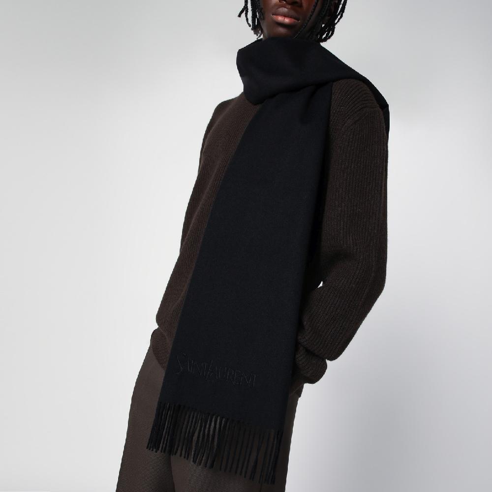 Saint Laurent Sciarpa Nera In Cashmere