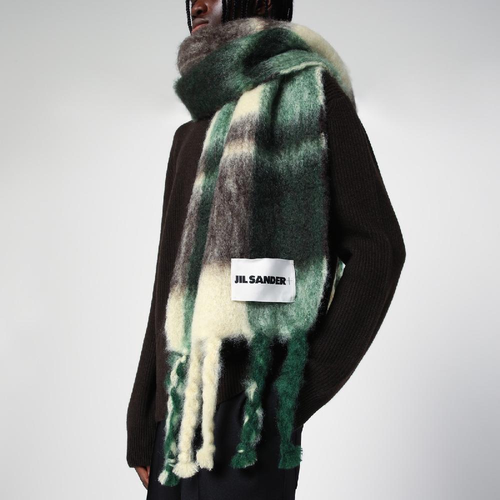 Jil Sander Sciarpa Gialla/marrone/verde In Misto Mohair