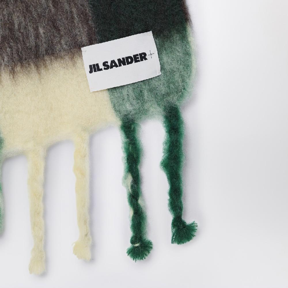 Jil Sander Sciarpa Gialla/marrone/verde In Misto Mohair