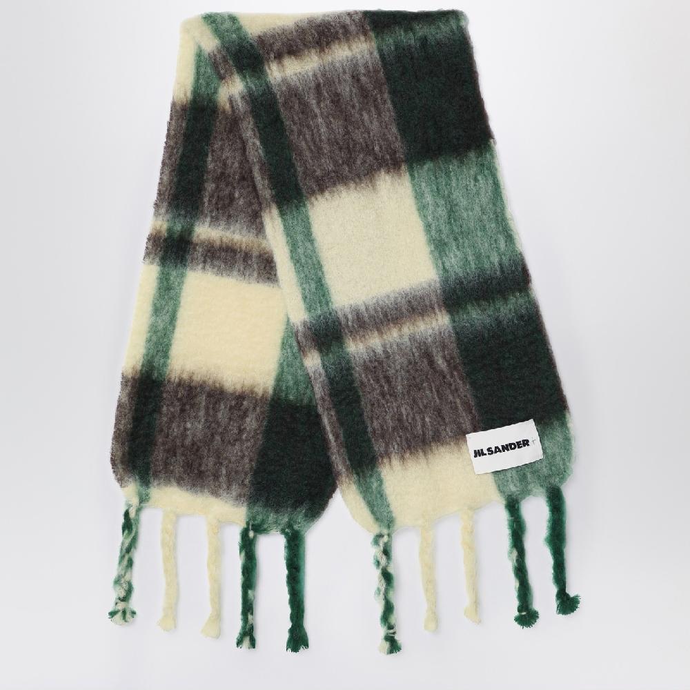 Jil Sander Sciarpa gialla/marrone/verde in misto mohair