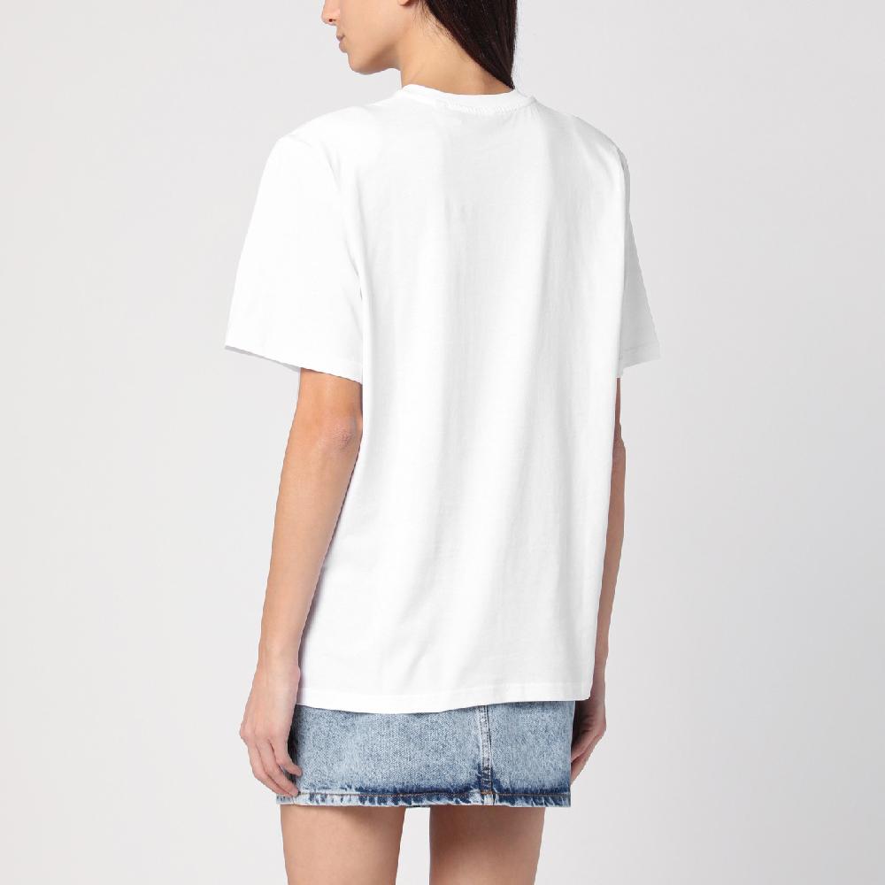 ROTATE Birger Christensen T-shirt Bianca In Cotone Organico
