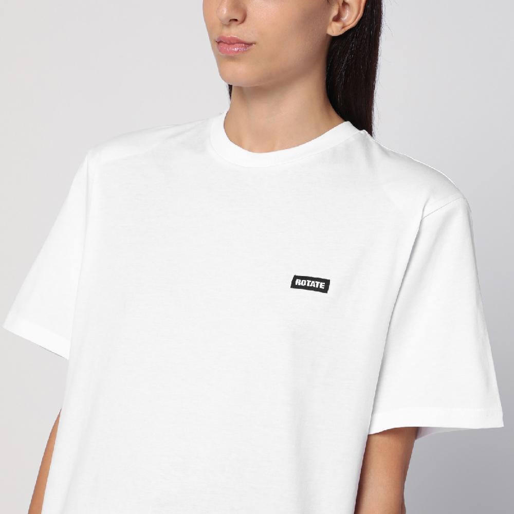 ROTATE Birger Christensen T-shirt Bianca In Cotone Organico