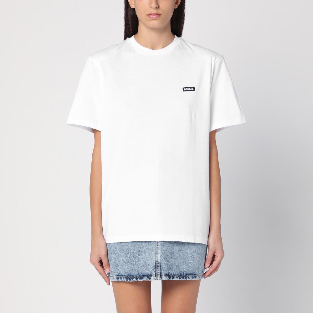 ROTATE Birger Christensen T-shirt bianca in cotone organico