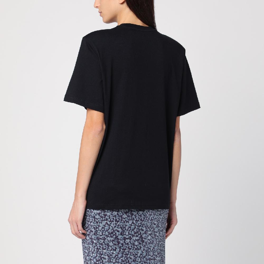 ROTATE Birger Christensen T-shirt Nera In Cotone Organico