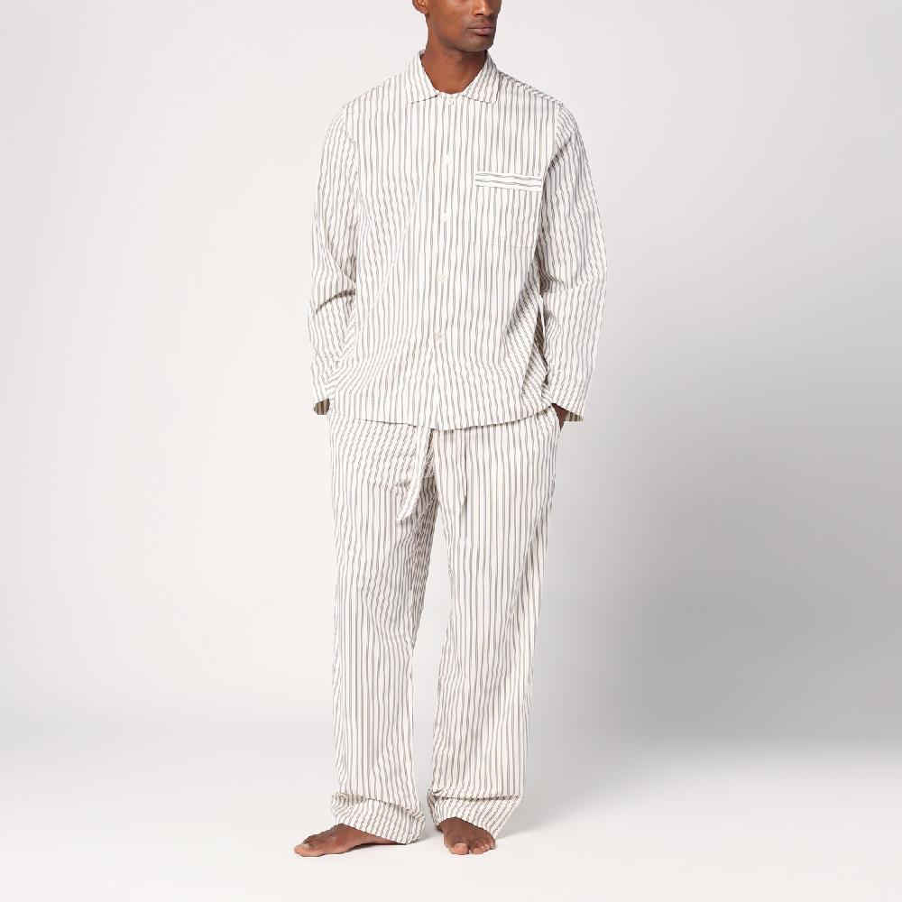 Tekla Pantalone Pigiama Beige A Righe