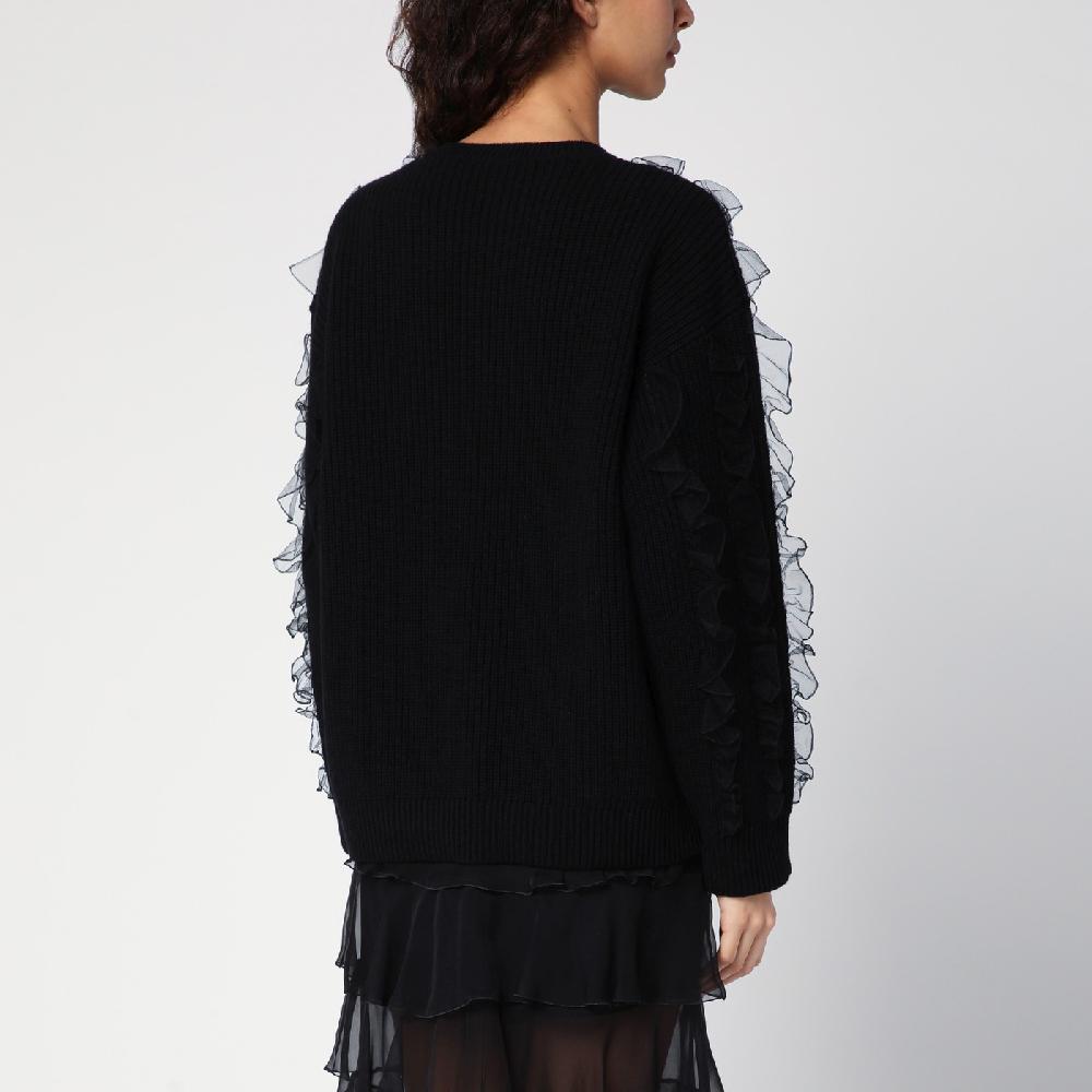 Valentino Garavani Maglione Nero Con Ruches