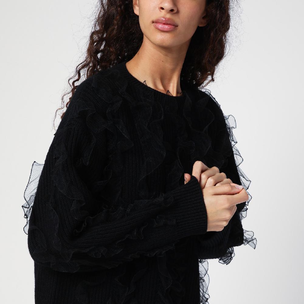 Valentino Garavani Maglione Nero Con Ruches