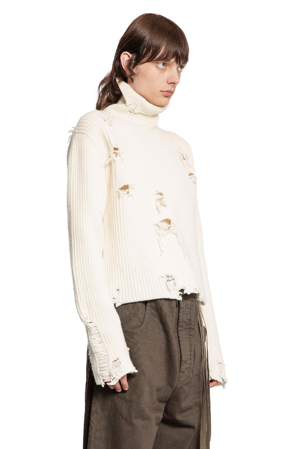 Antonioli ANN DEMEULEMEESTER MAN OFF-WHITE KNITWEAR