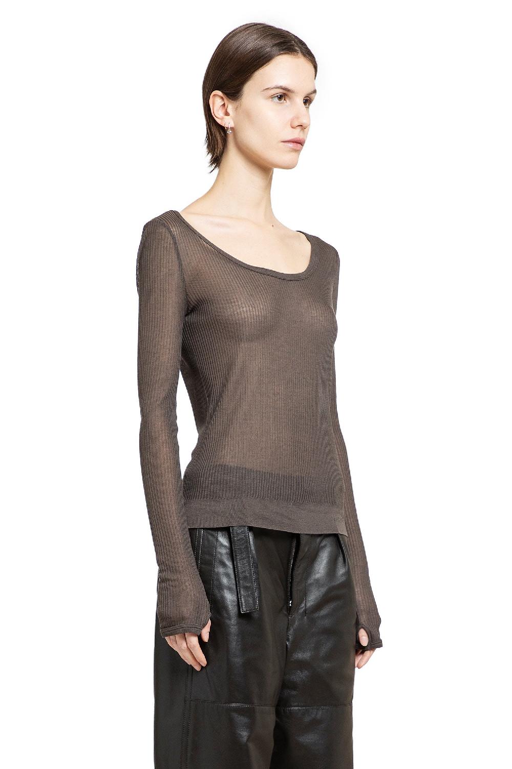 Antonioli LEMAIRE WOMAN BROWN T-SHIRTS & TANK TOPS